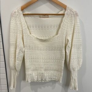 Sézane Cream Knit Sweater Top